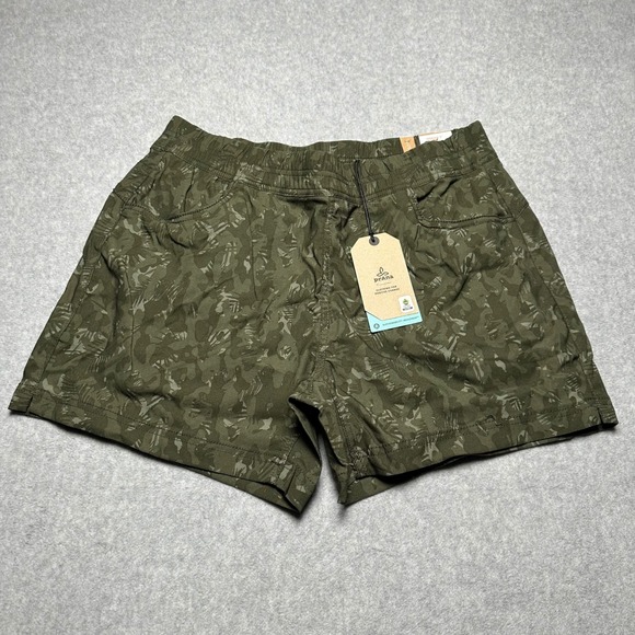 Prana Pants - Prana Halle E-Waist Short II Evergreen Camo Green Hiking Outdoor Shorts Size 14